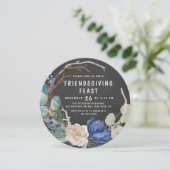 Chic Friendsgiving Fest Wasserfarbenflora Einladung (Stehend Vorderseite)