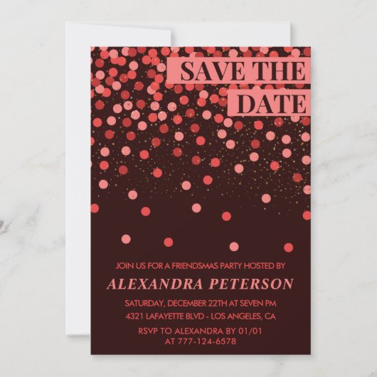 Chic Friendsmas Einladung Save the Date Confetti (Vorderseite)