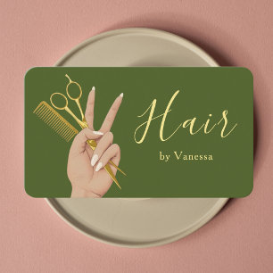 Chic Friseursalon Friseur Friseuse Moosgrün Visitenkarte