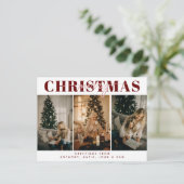 Chic Frohe Weihnachten Drei-Familien-Foto Typograf (Stehend Vorderseite)