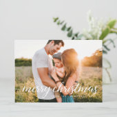 Chic Frohe Weihnachten Personalisiertes Foto (Stehend Vorderseite)