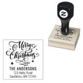 Chic Frohe Weihnachts-Script-Rücksendeadresse Gummistempel (Stempel)