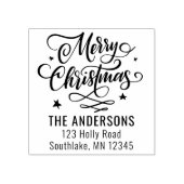 Chic Frohe Weihnachts-Script-Rücksendeadresse Gummistempel (Prägung)