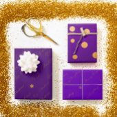 Chic Frohe Weihnachtsschrift Lila und Gold Geschenkpapier Set