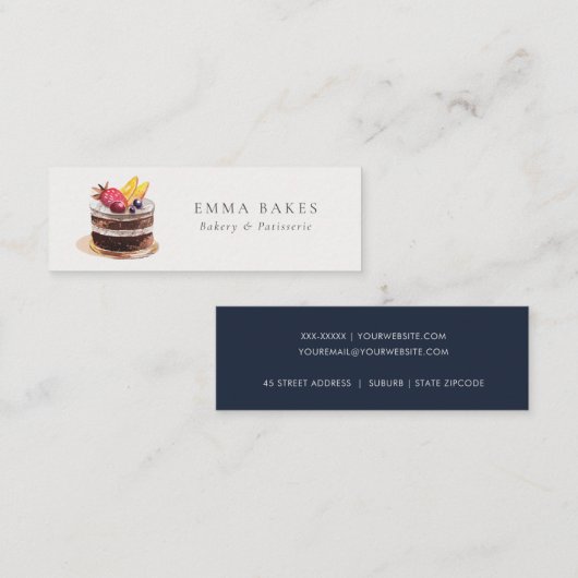 CHIC FRUIT FLORAL CAKE PATISSERIE CUPCAKE BAKERIE MINI VISITENKARTE (Vorne/Hinten)