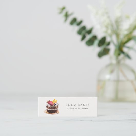 CHIC FRUIT FLORAL CAKE PATISSERIE CUPCAKE BAKERIE MINI VISITENKARTE (Stehend Vorderseite)