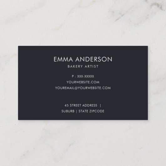 CHIC FRUIT FLORAL CAKE PATISSERIE CUPCAKE BAKERIE VISITENKARTE (Rückseite)