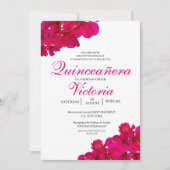 Chic Fuchsia & Hot Pink Rose Quinceañera Einladung (Vorderseite)