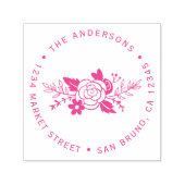 Chic Fuchsia-Rose rund um Typografie-Rücksendeadre Permastempel (Design)