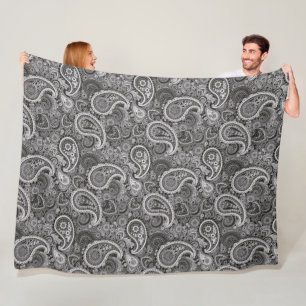 Chic Fun Black and White Paisley Klassisches Muste Fleecedecke