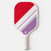 Chic Fun Bright Red Lavender White Racing Streifen Pickleball Schläger (Vorderseite)