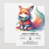 Chic Fun Fox Geburtstag Einladung (Vorne/Hinten)