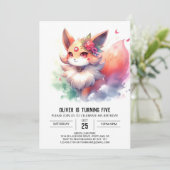 Chic Fun Fox Geburtstag Einladung (Stehend Vorderseite)