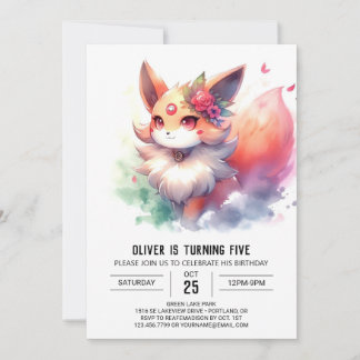 Chic Fun Fox Geburtstag Einladung
