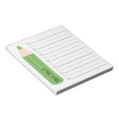 Chic Fun Green Pencil Lined Personalisiert Teacher Notizblock (angewinkelt)
