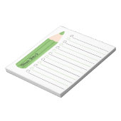 Chic Fun Green Pencil Lined Personalisiert Teacher Notizblock (Rotiert)