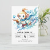 Chic Fun Monkey Geburtstag Einladung (Stehend Vorderseite)