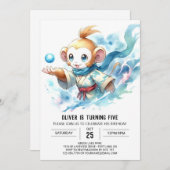 Chic Fun Monkey Geburtstag Einladung (Vorne/Hinten)