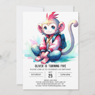 Chic Fun Monkey Geburtstag Einladung