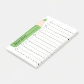 Chic Fun Niedlicher, grüner Bleistift mit kundensp Post-it Klebezettel (angewinkelt)