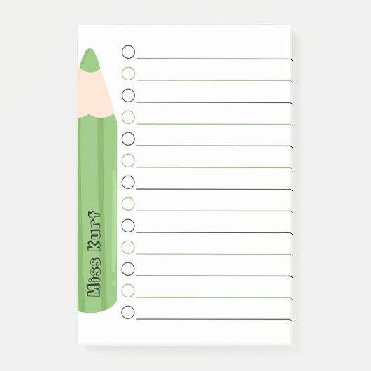 Chic Fun Niedlicher, grüner Bleistift mit kundensp Post-it Klebezettel (Vorderseite)