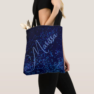 Chic Fun Personalisiert Blue Confetti Tasche