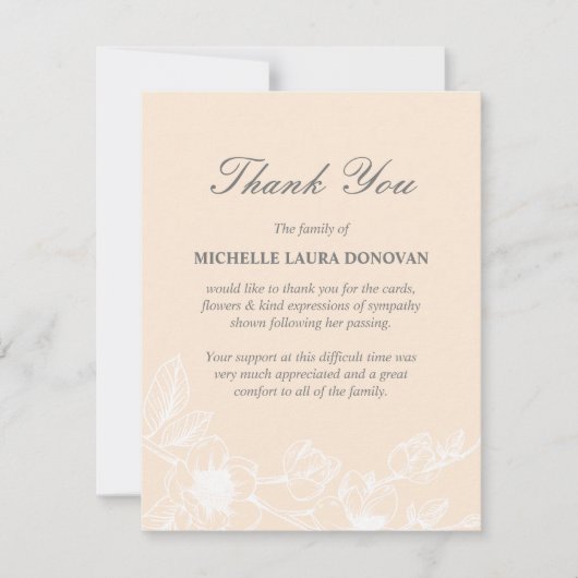 Chic Funeral Foto Vielen Dank Notizbuch Blush Magn Dankeskarte (Vorderseite)