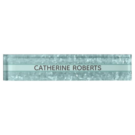 Chic funkelblau türkis namensplakette (Vorderseite)