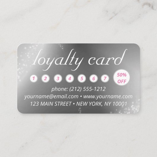 Chic funkelnass rosa Make-up und Haar Treuekarte Visitenkarte (Rückseite)