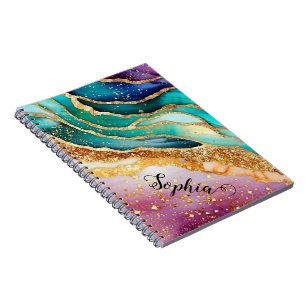 Chic Funkelnd Glitzer Golden Rainbow Agate Glamour Notizblock