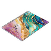 Chic Funkelnd Glitzer Golden Rainbow Agate Glamour Notizblock (Linke Seite)