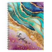 Chic Funkelnd Glitzer Golden Rainbow Agate Glamour Notizblock (Vorderseite)