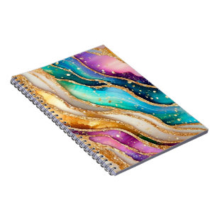 Chic Funkelnd Glitzer Golden Rainbow Agate Glamour Notizblock