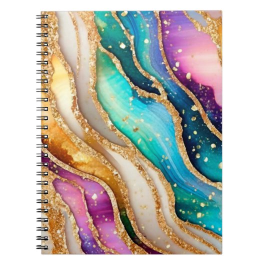 Chic Funkelnd Glitzer Golden Rainbow Agate Glamour Notizblock (Vorderseite)