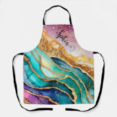 Chic Funkelnd Glitzer Golden Rainbow Agate Glamour Schürze (Vorderseite)