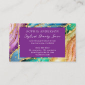 Chic Funkelnd Glitzer Golden Rainbow Agate Glamour Visitenkarte (Rückseite)