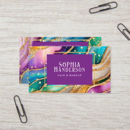Chic Funkelnd Glitzer Golden Rainbow Agate Glamour Visitenkarte