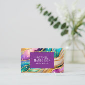 Chic Funkelnd Glitzer Golden Rainbow Agate Glamour Visitenkarte (Stehend Vorderseite)