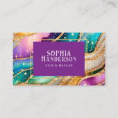 Chic Funkelnd Glitzer Golden Rainbow Agate Glamour Visitenkarte (Vorderseite)