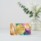 Chic Funkelnd Glitzer Golden Rainbow Agate Glamour Visitenkarte (Stehend Vorderseite)