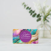 Chic Funkelnd Glitzer Golden Rainbow Agate Glamour Visitenkarte (Stehend Vorderseite)