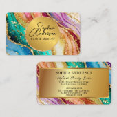 Chic Funkelnd Glitzer Golden Rainbow Agate Glamour Visitenkarte (Vorne/Hinten)