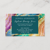 Chic Funkelnd Glitzer Golden Rainbow Agate Glamour Visitenkarte (Rückseite)