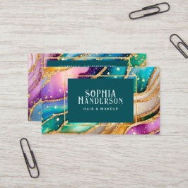 Chic Funkelnd Glitzer Golden Rainbow Agate Glamour Visitenkarte