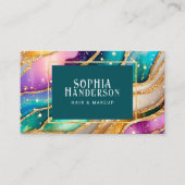 Chic Funkelnd Glitzer Golden Rainbow Agate Glamour Visitenkarte (Vorderseite)