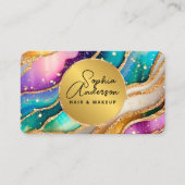 Chic Funkelnd Glitzer Golden Rainbow Agate Glamour Visitenkarte (Vorderseite)