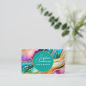 Chic Funkelnd Glitzer Golden Rainbow Agate Glamour Visitenkarte (Stehend Vorderseite)