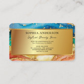 Chic Funkelnd Glitzer Golden Rainbow Agate Glamour Visitenkarte (Rückseite)