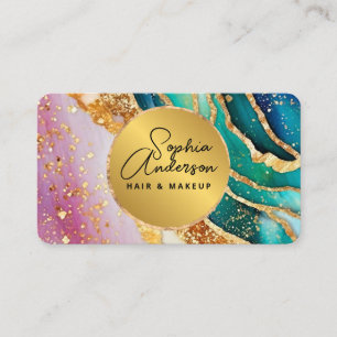 Chic Funkelnd Glitzer Golden Rainbow Agate Glamour Visitenkarte