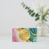 Chic Funkelnd Glitzer Golden Rainbow Agate Glamour Visitenkarte (Stehend Vorderseite)